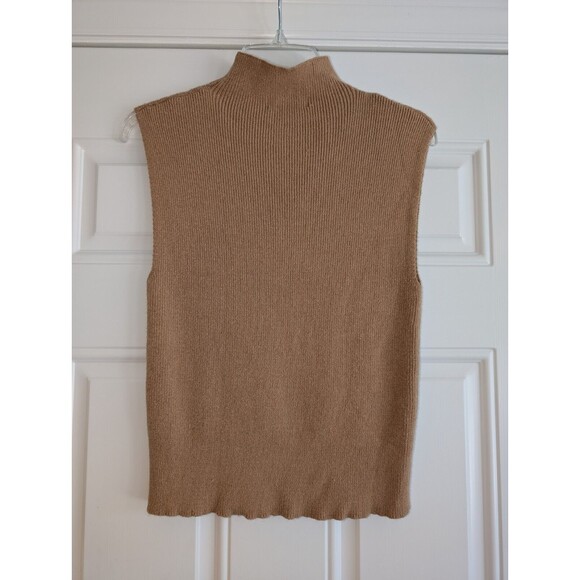 Moon & Madison Preppy Brown Sleeveless Sweater Women's Small High Collar Zipper - Picture 4 of 6